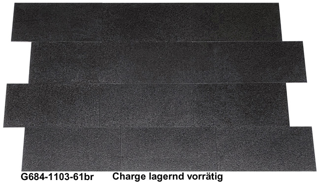 Fliesen aus Granit, China Black, 61x30,5x1 cm, gebürstet