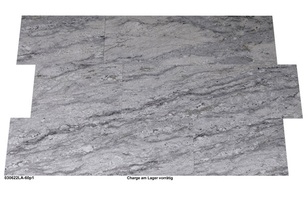 Fliesen aus Granit, grau-weiß, Thunder White, 60x40x1 cm, poliert