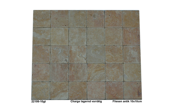 Fliesen, Travertin Gold, 10x10, antik getrommelt