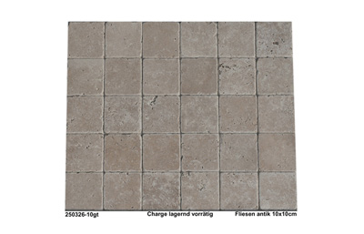 Fliesen, Travertin Olympos, beige, antik, 10x10 cm