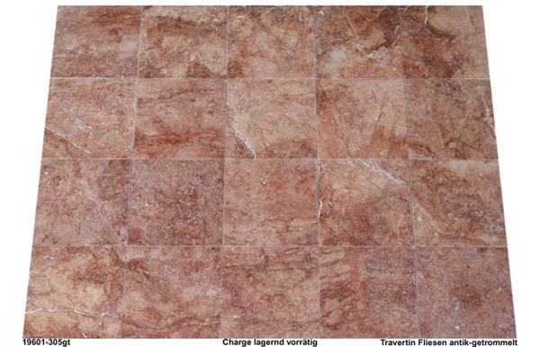 Travertinfliesen, Travertin Rosso, 30,5x30,5x1 cm, getrommelt
