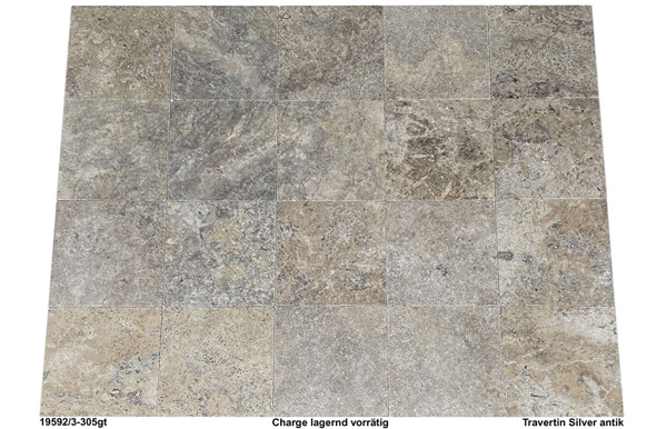 Fliesen, Travertin Silver, 30x30, antik getrommelt