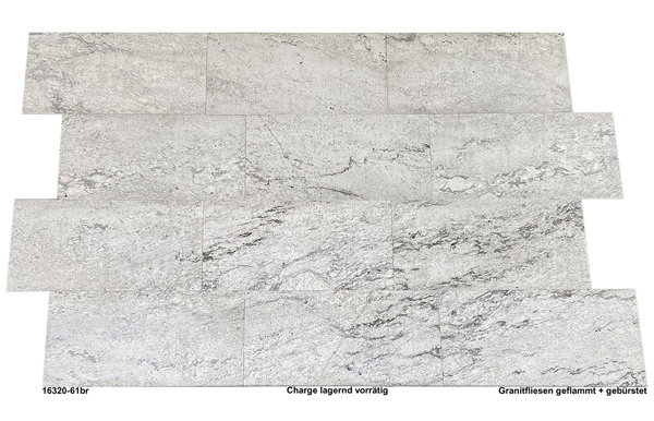 Granitfliesen, Thunder White, 61x30,5x1 cm, geflammt + gebürstet