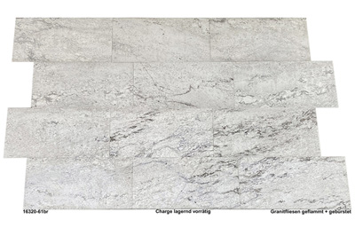 Natursteinfliesen aus Granit, Thunder White, antik gebürstet, 61x30,5x1 cm