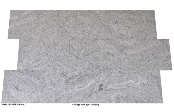 Natursteinfliesen aus Granit, Viskont White, 60x40x1 cm, gebürstet