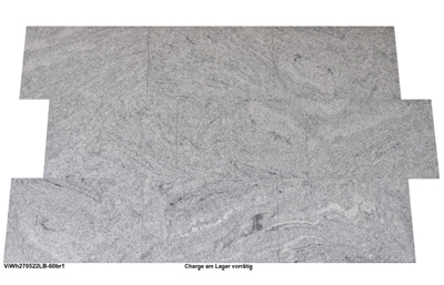 Granitfliesen, weiß, Viskont White, 60x40x1 cm, geflammt + gebürstet