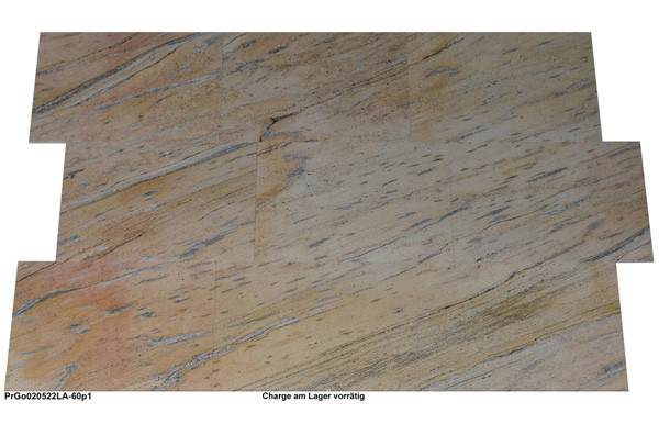 Natursteinfliesen aus Granit, 60x40x1 cm, Prado Gold, poliert