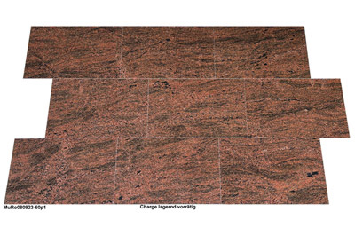 Granitfliesen, Multicolor Rot, 60x40x1 cm, poliert