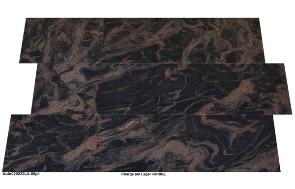Natursteinfliesen aus Granit, anthrazit-rot, 60x40x1 cm, Aurora India, poliert, Brandschutzklasse A1