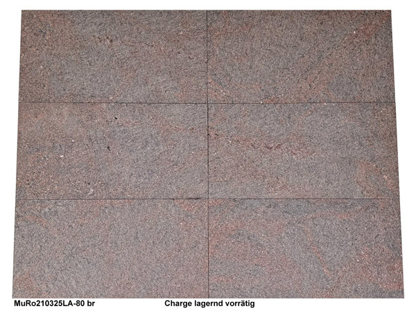 Naturstein Terrassenplatten Multicolor Rot, gebürstet