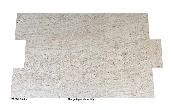 Natursteinfliesen aus Granit, Shivakashi, 60x40x1 cm, gebürstet, für innen und außen, Wohn und Wellness, Balkon + Garten