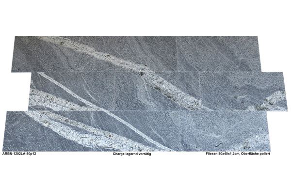 Fliesen aus Granit, Sirus Grey, 80x40x1,2 cm, poliert