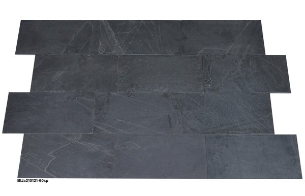 Schieferplatten, Black Jak, 60x30x1,2 cm, Oberfl&auml;che spaltrau, R&uuml;ckseite ges&auml;gt