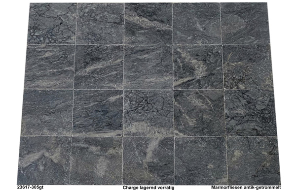 Marmorfliesen blau, Bluestone Dark, 30x30, antik getrommelt