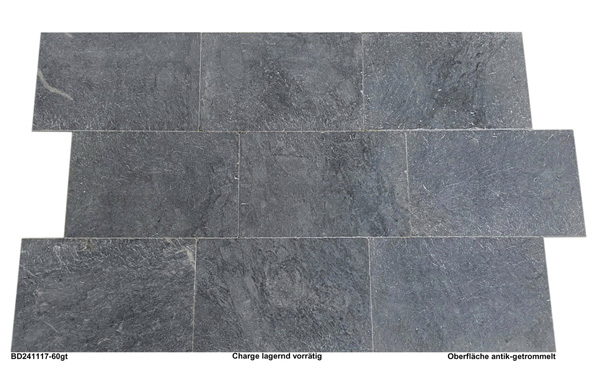 Marmorfliesen blau, Bluestone Dark, 60x40, antik getrommelt