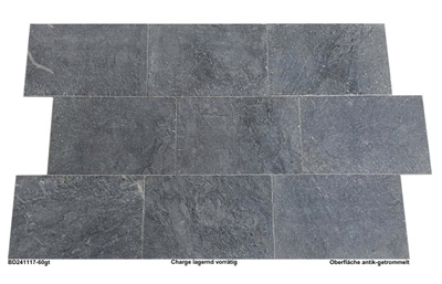 Marmorfliesen dunkel, Bluestone Dark, antik getrommelt, 60x40