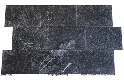 Antik-Marmor, schwarz, getrommelt, Nero Orientale