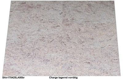 Granit Terrassenplatten, 80x40x3 cm, Shivakashi, gebürstet, creme-beige, rötlich-, apricotfarbene Struktur