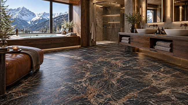 Dona Grey, satiniert, im Badezimmer, Format 60x40x1,2 cm